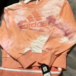 Adidas Kids Sweatshirt - Pink and Orange Tie-Dye